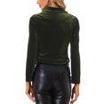 thumbnail image 3 of INSPIRE CHIC Veste de Moto Courte en Velours pour Femme à Revers Cranté avec Fermeture Éclair S Vert Armée, 3 of 5