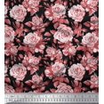 thumbnail image 1 of Soimoi polyester Crepe Fabric Leaves & Rose Flower Printed Fabric 1 Yard 42 Inch Wide, 1 of 3