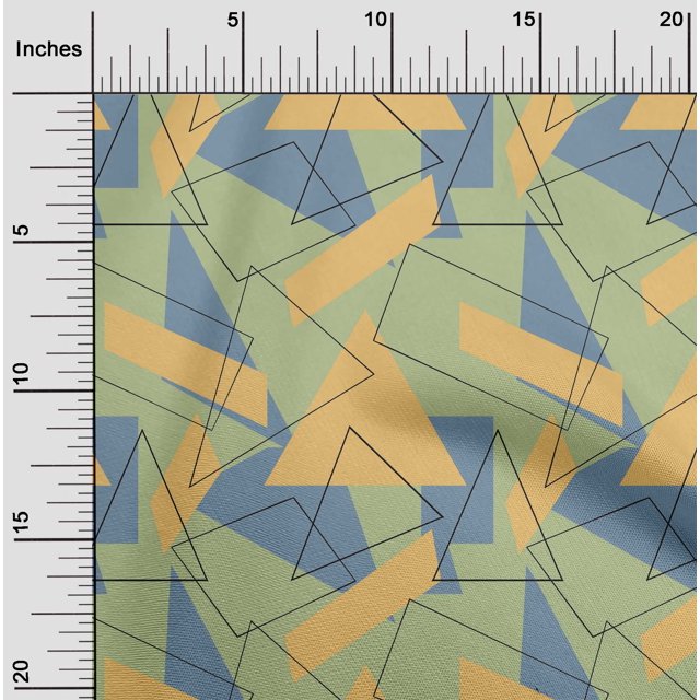 oneOone Tissu Popeline de Coton Rectangle & Triangle Imprimé Géométrique BTY 42 Pouces de Large