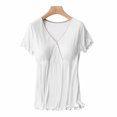 thumbnail image 2 of KIHOUT Vêtements de Maternité pour Femmes Liquidation Femmes Enceintes Allaitement Couleur Col Rond Manches Courtes Col Rond Blouse d'Allaitement, 2 of 3