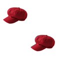 thumbnail image 4 of yingyy Peaked Caps Retro Fashion Breathable Woolen Octagonal Hats Beautiful Lines Easy Matching Sun for Visor Design Headgear Red 2Set, 4 of 6
