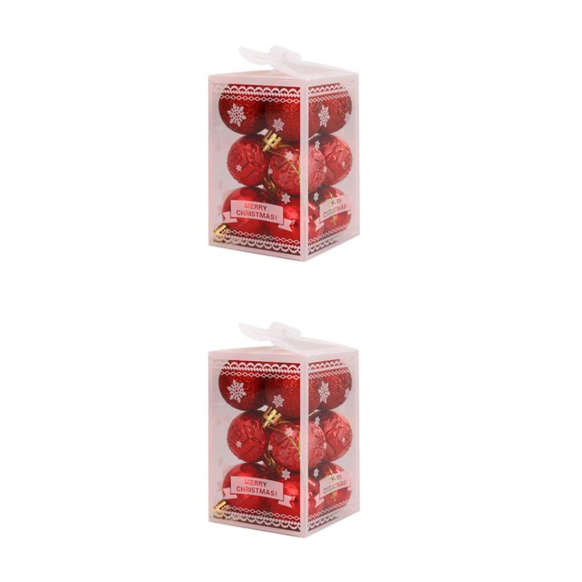 Decodeary 12pack/lot Wedding New Year Navidad Pendant Ball Enought Quantity For Magical red 2Set