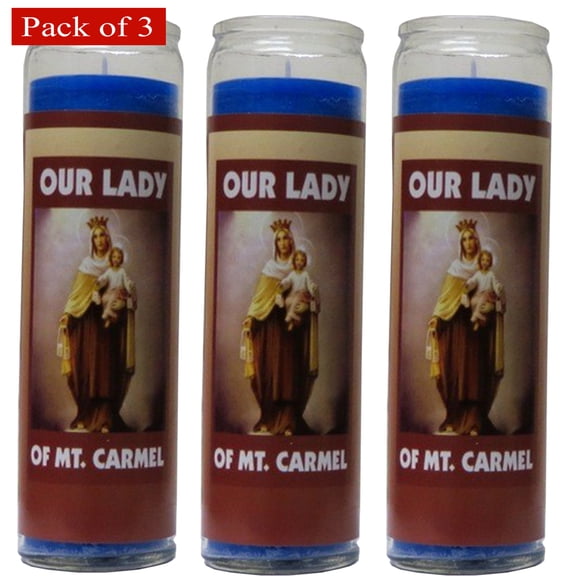 Religious Candle Blue with Picture of Guardian Angel, Devotional & Meditation Glass Candle (Pack of 3 Candles)