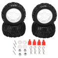 thumbnail image 2 of RC Tires and Wheel Rims Set, 82MM Durable Strong Grip High Performance RC Rubber Tires  for 1/14 RC Off Road Car Black,White,Green, 2 of 7