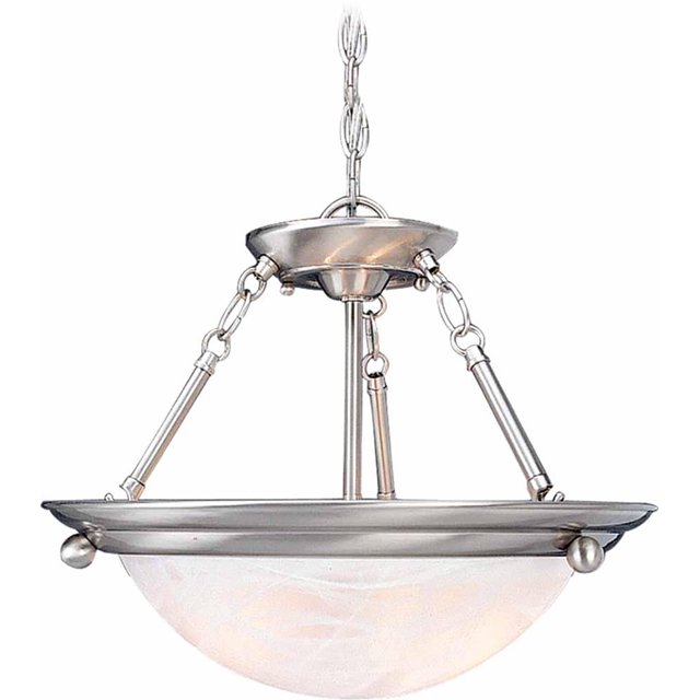 Volume Lighting V6973-33 Lunar 3-Light Pendant or Semi-Flush Ceiling, Brushed Nickel