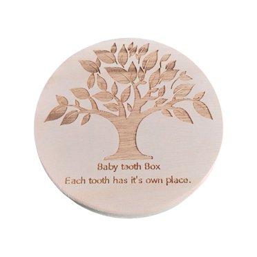 1Pack Baby Teeth Box Beige Wooden Round Storage Keepsake Container for Childhood Memories
