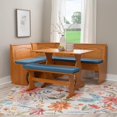 thumbnail image 2 of Linon Ensemble de Coin en Pin Miel 3 Pcs Chelsea avec 4 Coussins en Polyester Bleu, 2 of 15