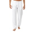 thumbnail image 1 of MAWCLOS Mens Trousers Drawstring Pants Solid Color Bottoms Fitted Home Elastic Waist Loungewear White XL, 1 of 2