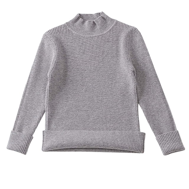 LOVZFMLL Girl's Sweater, Turtleneck Ribbed Pullover Solid Color, Casual Essential Stretchy Layering Top Fall Clothes Warm Winter Tops Kid Girls Clothes for 6 Years