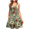 thumbnail image 2 of Ovzne Robes pour Femmes Robe de Plage Robe Décontractée pour Femmes Grande Taille Sans Manches à Col Rond Courte Robe Fleurie Robe de Vacances Liquidation, 2 of 5