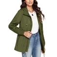 thumbnail image 4 of WRKEKC Manteau Coupe-Vent Imperméable à Capuche pour Femme Léger à Manches Longues avec Poches pour Randonnée Randonnée Automne Printemps Manteau d'Extérieur Vert Armée P, 4 of 8