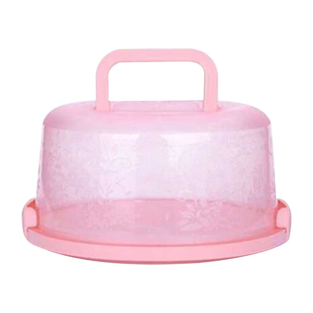 EARKITY Cake Carrier, Plastic Portable Cake Box, Cake Keeper with Dome Lid, Cake Transport Container, Round Cake Stand, Foldable Handle, Suitable for Storage Birthday Cakes, Cupcakes, Nuts, Fruits