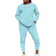 thumbnail image 1 of Timegard Ensembles 2 Pcs pour Femmes Col Ras du Cou Haut à Manches Longues Pantalon de Course Tenues d'Automne Confortables avec Poches, 1 of 6