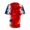 thumbnail image 4 of T-Shirts d'Été pour Femmes Grande Taille, Hauts d'Été pour Femmes, T-Shirts d'Été Décontractés à Col Rond à Manches Courtes, Imprimé Drapeau, Coupe Ajustée, Hauts Basiques, Tees, Blouses, T-Shirt à Col en V pour Femmes en Liquidation, 4 of 6