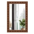 thumbnail image 1 of Costway 24" x 36" Rustic Decorative Wall Mirror with Solid Wood Frame Beads for Living Room Brown, 1 of 10