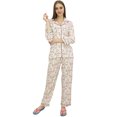 thumbnail image 3 of Bimba Off-White Printed Shirt With Elastic Waist Pajama Pant Night Wear Set-22, 3 of 6