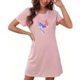 thumbnail image 4 of Mrat Robes pour Femmes Vêtements de Nuit Robe pour Femmes Vêtements de Nuit Manches Courtes Chemise de Nuit Décontractée Imprimée Robe de Nuit Ample Confortable Pyjama Nuisette S-98 Rose-A L, 4 of 7