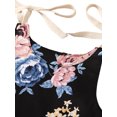 thumbnail image 2 of Faithtur Baby Girl Flower Print Round Neck Bow Lace-Up Suspender Romper, 2 of 8