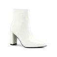 thumbnail image 1 of Unique Bargains Women's Pointed Toe Zipper Patent Leather Ankle Chunky Boots, 1 of 6