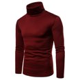thumbnail image 2 of Men Casual Solid Turtleneck Long Sleeve Blouse Pullover Base Shirt Blouse, 2 of 9