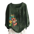 thumbnail image 1 of Pompotops Mode Femmes Décontracté Bouton Imprimé Floral Manches Courtes T-Shirt Blouse Hauts Liquidation, 1 of 5