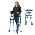 thumbnail image 1 of Gymax Déambulateur Pliant Cadre de Marche Ajustable Aide à la Marche en Aluminium avec Roues Bleu, 1 of 10