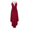 thumbnail image 4 of AherBiu Robe de Soirée pour Femmes à Bretelles Croisées, Dos Nu, Sans Manches, Col en V, à Volants, Fluide, Robe de Cocktail, 4 of 6