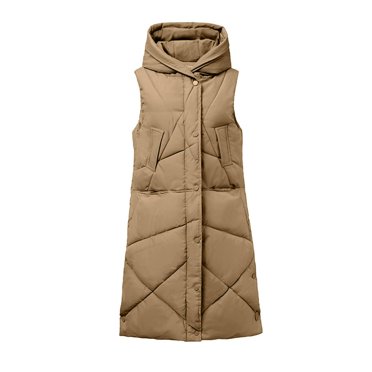 CAICJ98 Vests For Women Women‘s Lightweight Puffer Vest Windproof Sleeveless Vest for Hiking Travel Running Outerwear with Pockets Khaki M