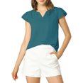 thumbnail image 1 of INSPIRE CHIC Women's Solid V Neck Cap Short Sleeves Work Blouse, 1 of 6