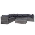 thumbnail image 2 of vidaXL 9 Piece Garden Lounge Set with Cushions Poly Rattan Grey, 2 of 5