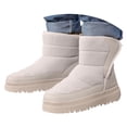 thumbnail image 3 of Gubotare Bottes de Randonnée pour Tout-Petits Imperméables Garçons Filles Bottes de Neige Résistantes à l'Eau Extérieur Chaudes Confortables Antidérapantes Mi-Mollet Doublure en Fausse Fourrure Isolées Chaussures d'Hiver pour Enfants Taille 3 (Beige, Grands Enfants 3), 3 of 9
