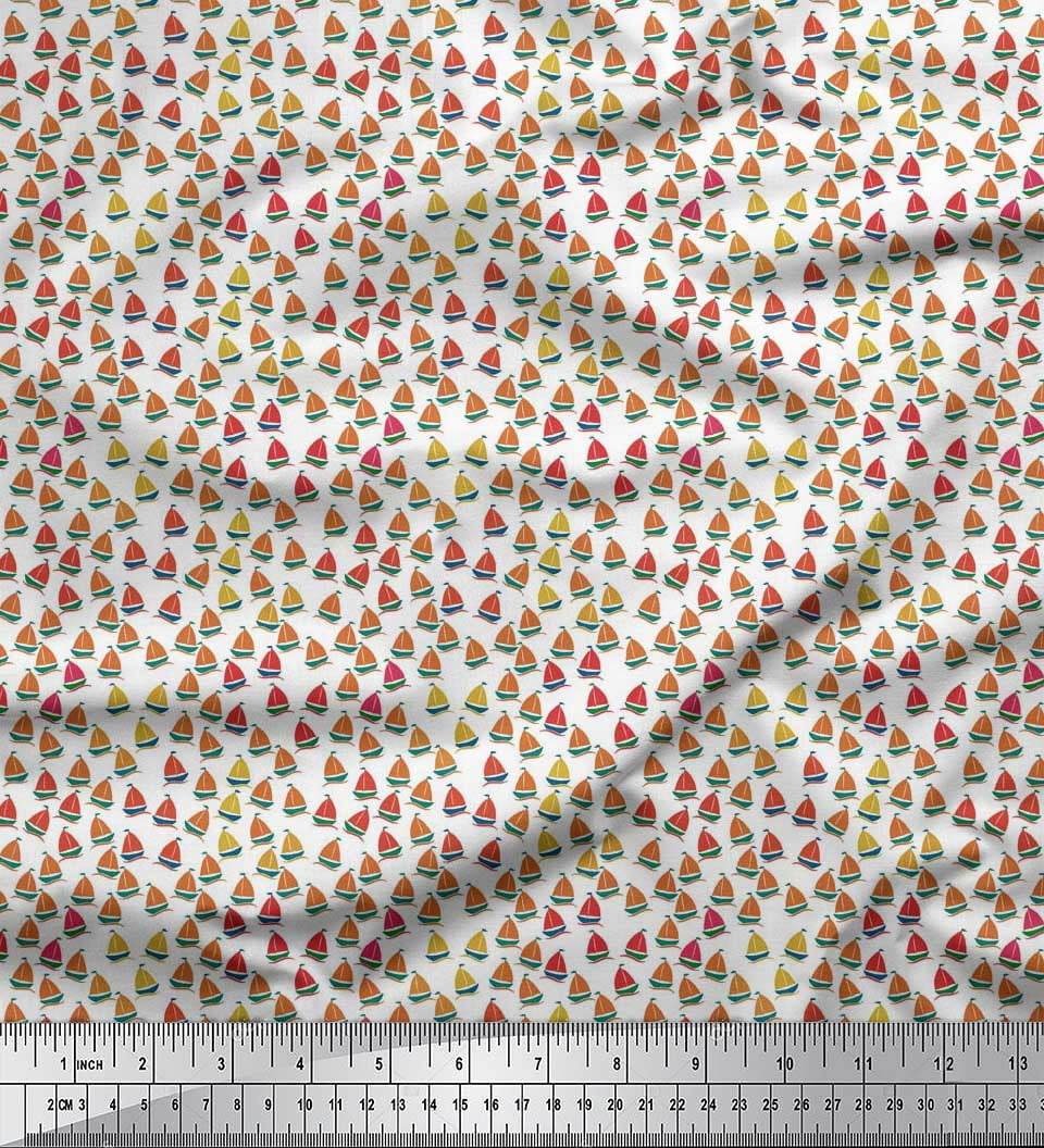 Soimoi Rayon Fabric Sailboat Shirting Fabric Prints by Yard 42 Inch Wide