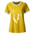 thumbnail image 4 of Pompotops Femmes Mode Décontractée Imprimé Col Rond Ample Manches Courtes T-shirt Haut Blouse Chandail Liquidation, 4 of 4