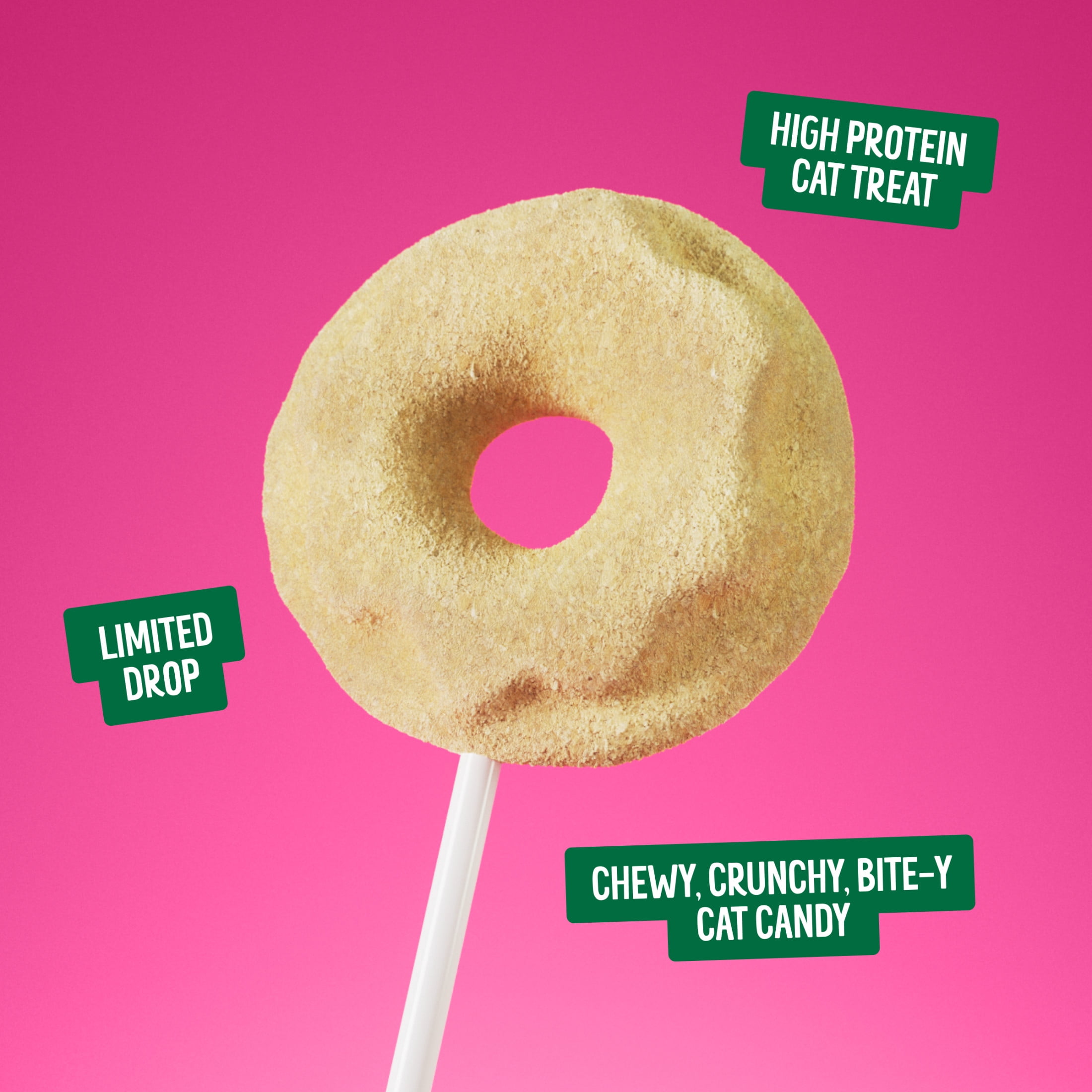 BONKERS Purrpops Krispy Kreme Édition Limitée Gâteries pour Chats en Sucette Lyophilisées à Saveur de Poulet Lot de 4