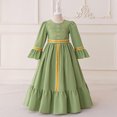 thumbnail image 2 of MKOSPLRT Robe Formelle pour Filles Musulmanes 4-8 Ans Manches Longues Évasées Col Rond Robe de Fête avec Broderie Robe Islamique Modeste de Célébration à Volants, 2 of 9