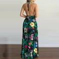 thumbnail image 4 of bbymog Robes Femmes Femmes Plage Mode Imprimé Tropical Été Col en V Sans Manches Robe Nuisette Décontractée Coupe Ample Longues Robes pour Femmes Noir TG, 4 of 4