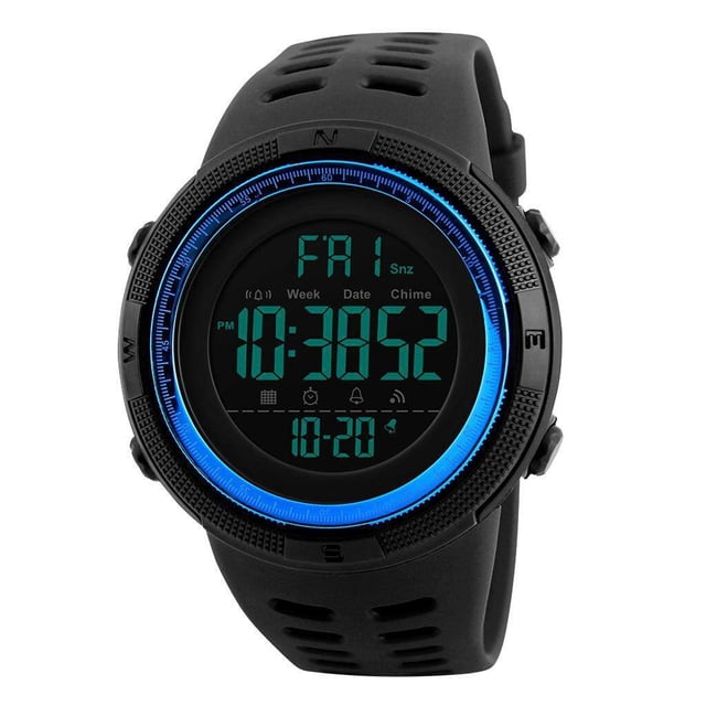 Maoww 1251 Mens Digital Sports Watch Waterproof Stopwatch Countdown Blue