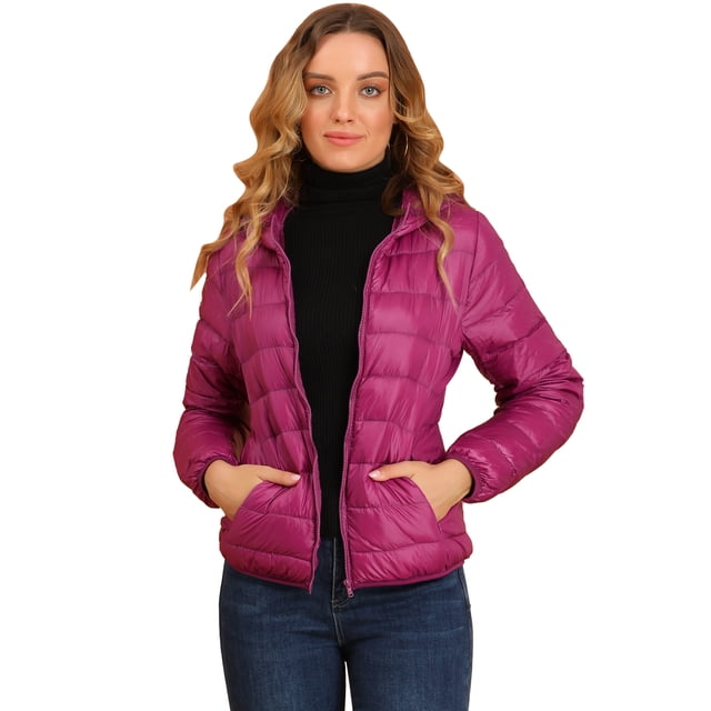 INSPIRE CHIC Women's Hooded Packable Thickened Zip Down Short Puffer Coat
