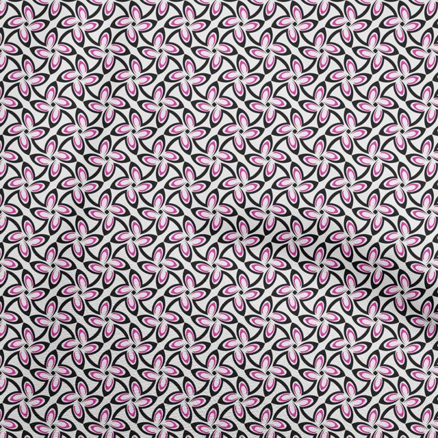 oneOone Georgette Viscose Pink Fabric Asian Block Craft Projects Decor Fabric Printed By The Yard 42 Inch Wide