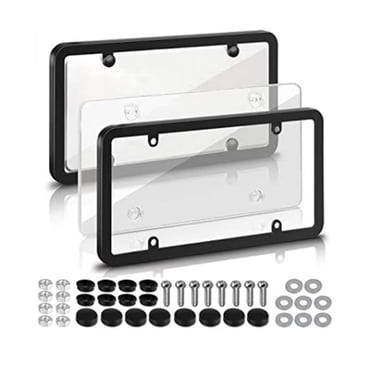 2Pack Transparent License Plate Cover and Frames,Clear Front and Rear License Plate Holder,Unbreakable Car Licence Plate Frame Protector fits Any US Plates with Screws & Caps (Black Frame)