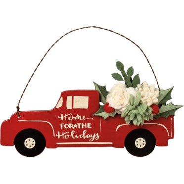 Primitives by Kathy Vintage Red Christmas Truck Ornament 7" x 2.75" x 0.25" Home For The Holidays
