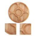 thumbnail image 4 of LYUMO Wood Divided Plate,Wooden Round Shape Food Divided Plate Dessert Snack Sub-grid Dish Tableware Tray, Round Divided Plate, 4 of 8