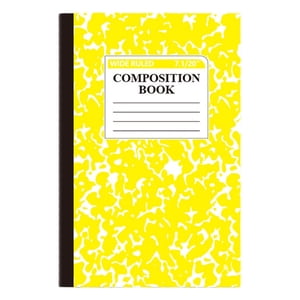 Carnet de composition à larges règles, Couverture en marbre, 100 Pages, 1 Compte, fournitures de bureau pour adolescents & Adultes, A5,jaune