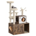 thumbnail image 1 of BeesClover Multi-Level Cat Tree Tower with Cat Scratching Posts,Litter Box Enclosure, Cat Houses & Condos,Hanging Cat Toys,Washable Removable Cushion for Kittens & Adult Cat, Easy to Assemble, 1 of 8