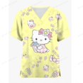 thumbnail image 3 of Jiayi Haut de Sarrau à Manches Courtes pour Femmes à Col en V avec Poche Hello Kitty, Imprimé de Dessins Animés, Régulier, 3 of 5