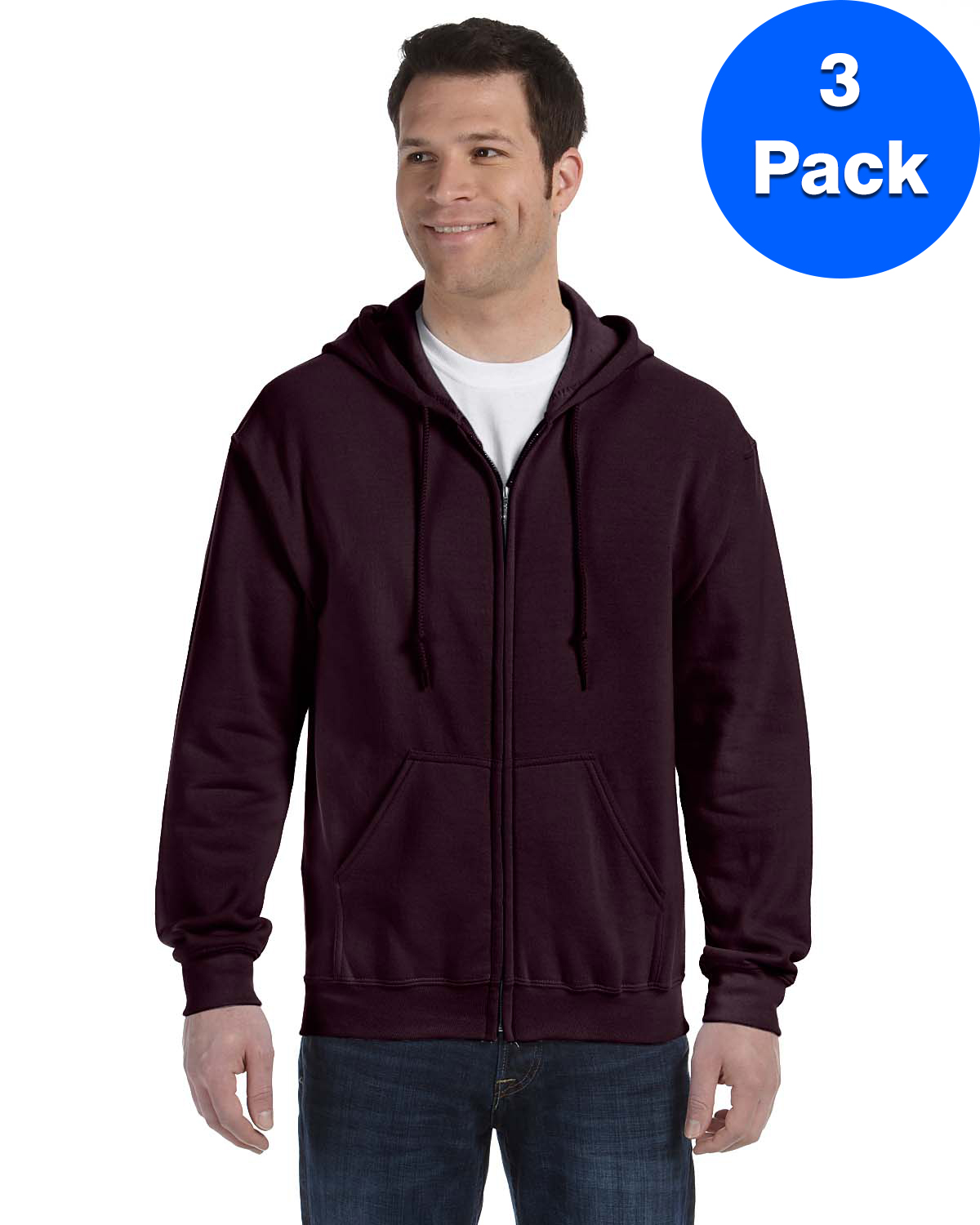 Gildan Sweat à Capuche Zippé Intégral 50/50 pour Hommes - G186 (Lot de 3)