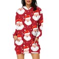 thumbnail image 2 of TIMIFIS Robe de Noël Moche pour Femmes Robe de Vacances à Manches Longues Père Noël Flocon de Neige Graphique Midi Robe Chandail Automne Hiver avec Poches, 2 of 6