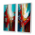 thumbnail image 3 of Designart « Teal Rhythms Abstract Awakening I » Peinture Abstraite Ensemble d'Art Mural Encadré de 2 - Ensemble d'Art Mural Encadré Moderne Rouge de 2, 3 of 6