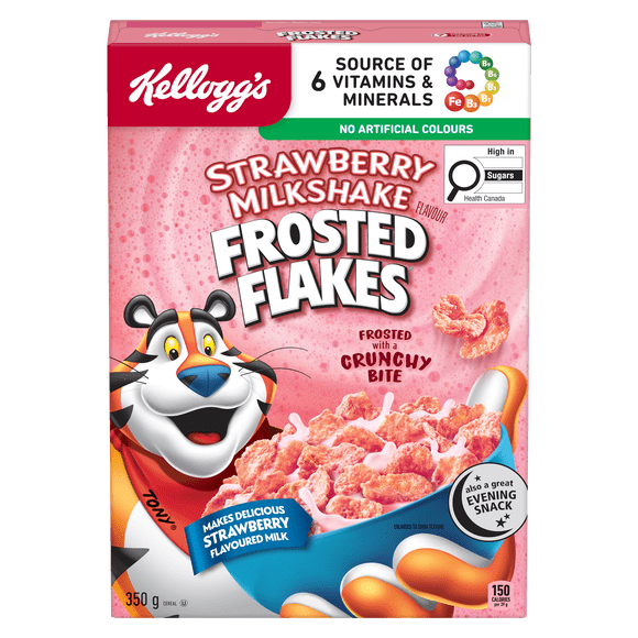 Kellogg's Frosted Flakes® Strawberry Milkshake Flavour Cereal