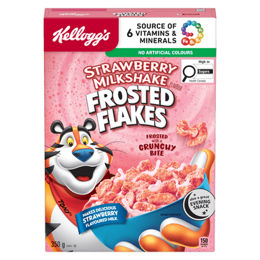 Kellogg's Frosted Flakes® Strawberry Milkshake Flavour Cereal